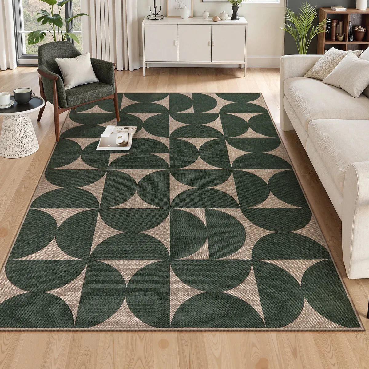 Solaro Washable Boho Geometric Easy Jute Green Indoor/Outdoor Rug Easy Jute Rug Lahome 5' x 7'