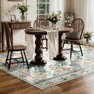 Stacy Washable Floral Vintage Botanical Green Rug Area Rugs Lahome