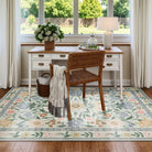 Stacy Washable Floral Vintage Botanical Green Rug Area Rugs Lahome