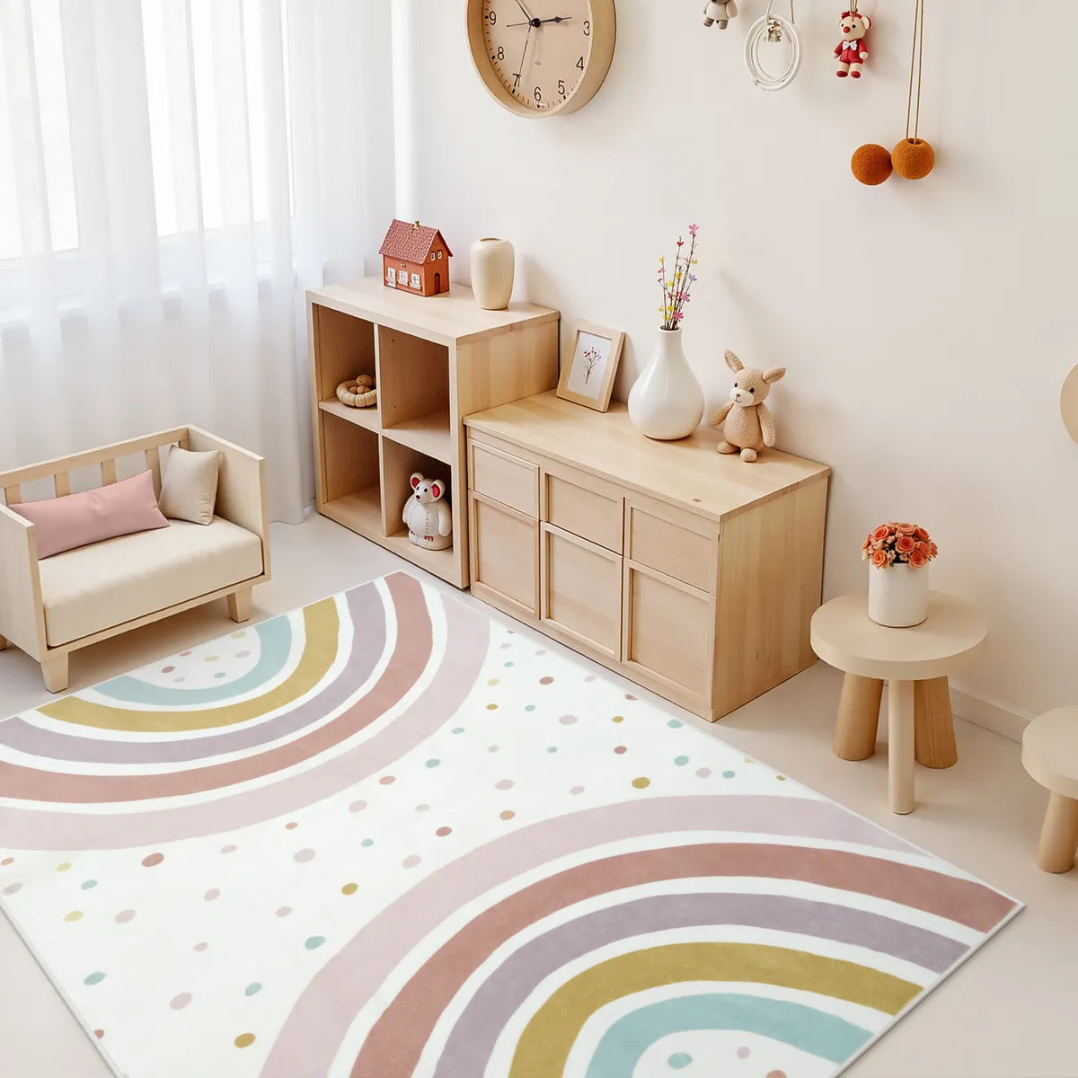 Tipou Washable Rainbow Morandi Kids Rug Area Rugs Lahome