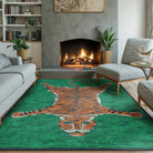 Totem Washable Aesthetic Tiger Green Rug Rugs Lahome 5' x 7'
