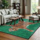 Totem Washable Aesthetic Tiger Green Rug Rugs Lahome