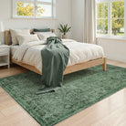 Velora Washable Vintage Dark Green Rug Area Rugs Lahome