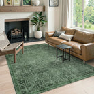 Velora Washable Vintage Dark Green Rug Area Rugs Lahome 5' x 7'