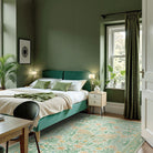 Verena Washable Vintage Floral Butterfly Light-Green Rug Area Rugs Lahome