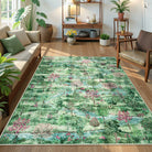 Vernay Washable Forest Woodland Green Rug Area Rugs Lahome 5' x 7'