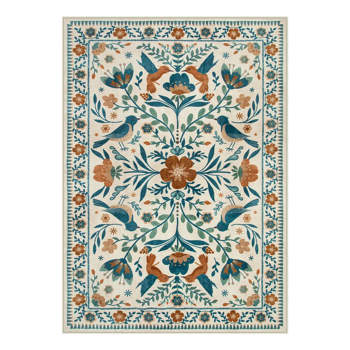 Rosalie Boho Birdsong Floral Garden Beige Area Rug - Lahome