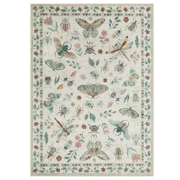 Vionnet Washable Modern Parisian Insect Beige Rug