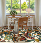 Zaya Washable Egyptian-Inspired Botanical Cream Rug Rugs Lahome