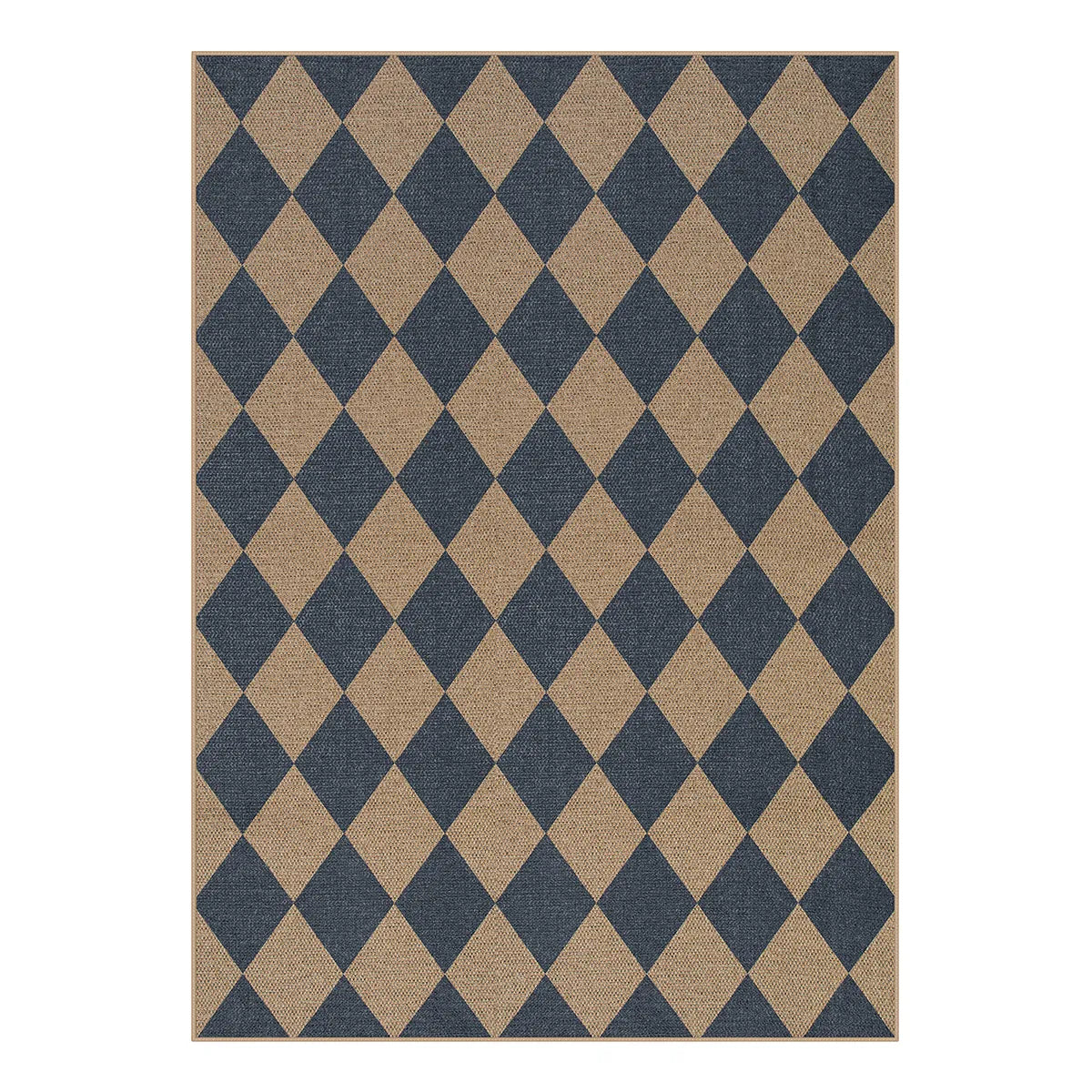 Coline Washable Geometric Checkered Easy Jute Blue Indoor/Outdoor Rug Easy Jute Area Rug Lahome