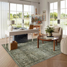 Mirae Washable Vintage Persian Dark Green Rug Area Rugs Lahome 5' x 7'