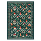 Ondule Christmas Washable Wreath Tree Plaid Ivory Green Rug Area Rugs Lahome