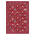Ondule Christmas Washable Wreath Tree Plaid Ivory Red Rug Area Rugs Lahome