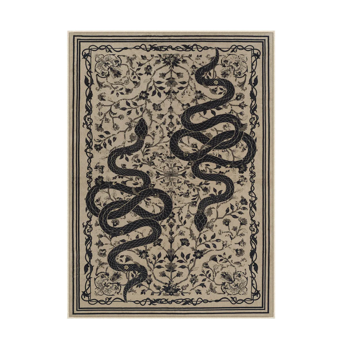 Serpente Washable Mystical Snake Brown Rug Area Rugs Lahome