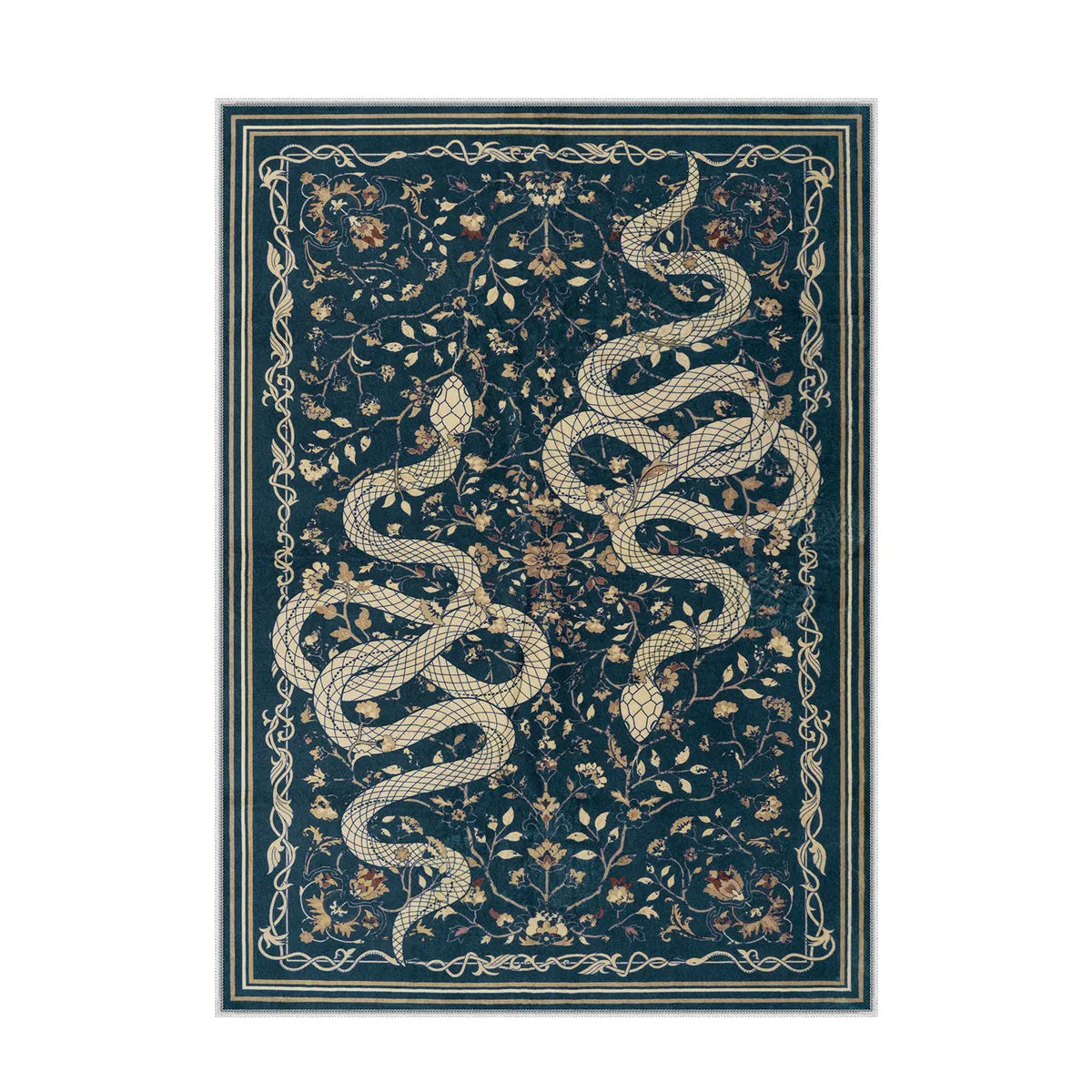 Serpente Washable Mystical Snake Blue Rug Area Rugs Lahome