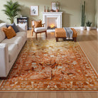 Alma Washable Modern Natural Botanical Floral Yellow Rug Area Rugs Lahome 5' x 7'