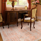 Audrey Washable Modern Neutral Floral Pink-Orange Rug Area Rugs Lahome