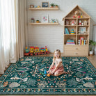 Avine Washable Bohemian Botanical Animals Green Rug Rugs Lahome