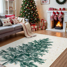 Christmas Washable Tree and Snowflake Beige Rug Area Rugs Lahome 5' x 7'