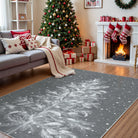 Christmas Washable Tree and Snowflake Grey Rug Area Rugs Lahome 5' x 7'