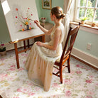 Nina Washable Romantic Vintage Floral Rose Garden Pink and Beige Rug Area Rugs Lahome