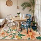 Ondine Washable Modern Botanical Floral Beige Rug Rugs Lahome