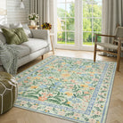 Sylvie Washable Boho Modern Parisian Garden Floral Green Rug Area Rugs Lahome 5' x 7'