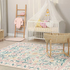 Sylvie Washable Boho Modern Parisian Garden Floral Pink Rug Area Rugs Lahome