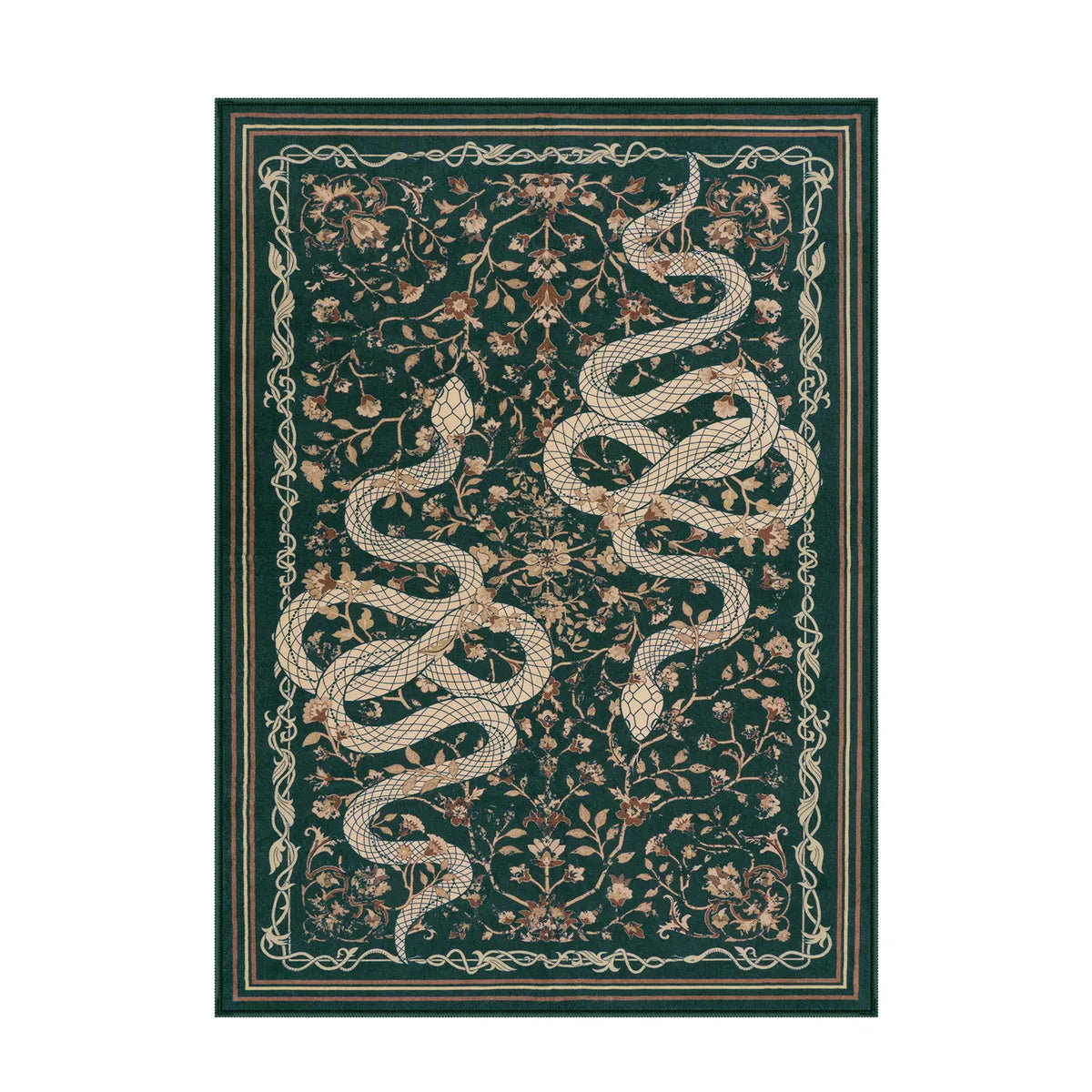 Serpente Washable Mystical Snake Green Rug Area Rugs Lahome