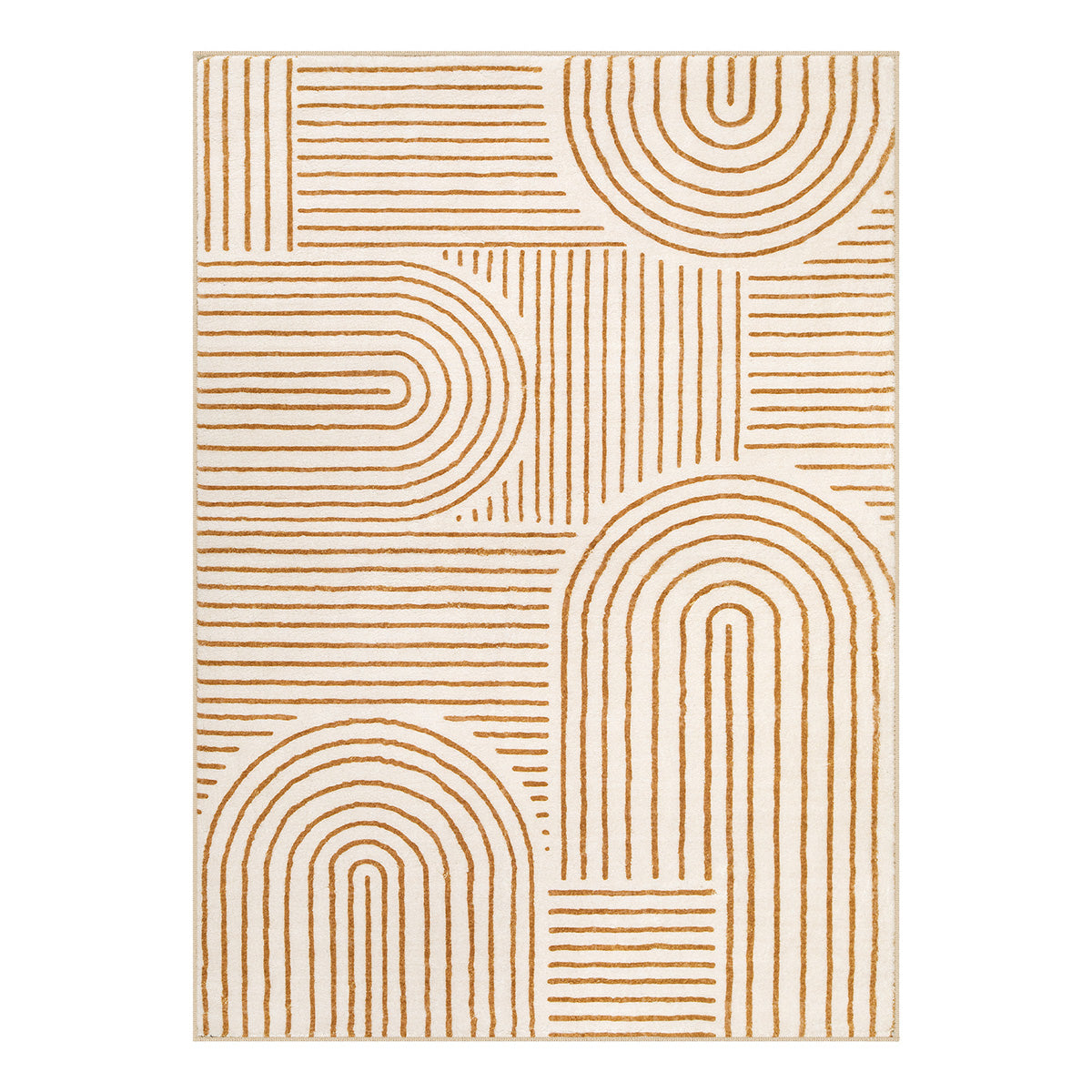 Wayfair Darrell Rug Washable Orange/White Rainbow Stripe Rug | Darrell Abstract Style - Lahome