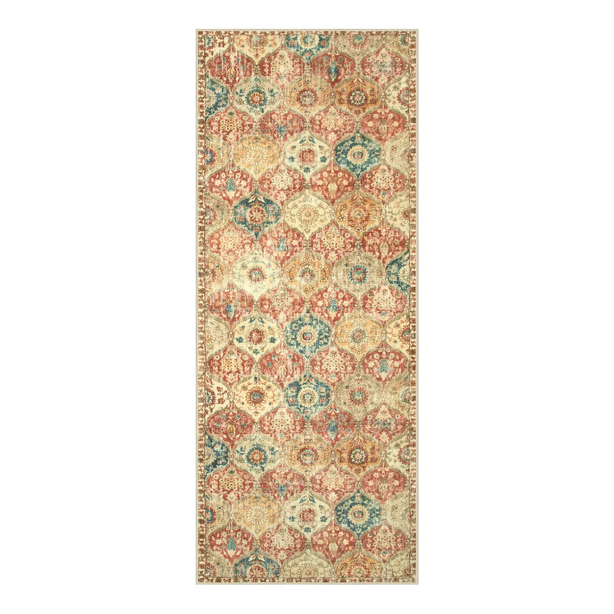 Elise Ultra-thin Transitional Vintage Floral Moroccan Trellis Red & Orange Rug