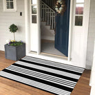 Lahomerugs Black & White Outdoor Rug 3x5 Cotton Hand-Woven Striped Porch Rugs Machine Washable Entryway Rug Indoor Outdoor Area Rug Front Door Rug Floor Mat for Farmhouse/Living Room/Home Entrance Door mats Lahomerugs Lahome