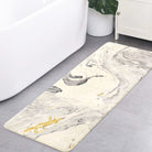 LahomeGlobal Bath Mat 18x47 inch Gray Marble Runner Velvet Non-Slip Bathroom Rug Modern Long Bath Rug Soft Luxury Microfiber Machine Washable Floor Carpet for Bathroom Tub Shower LahomeGlobal Lahome 2'1" x 3'11" (Runner) Beige Marble