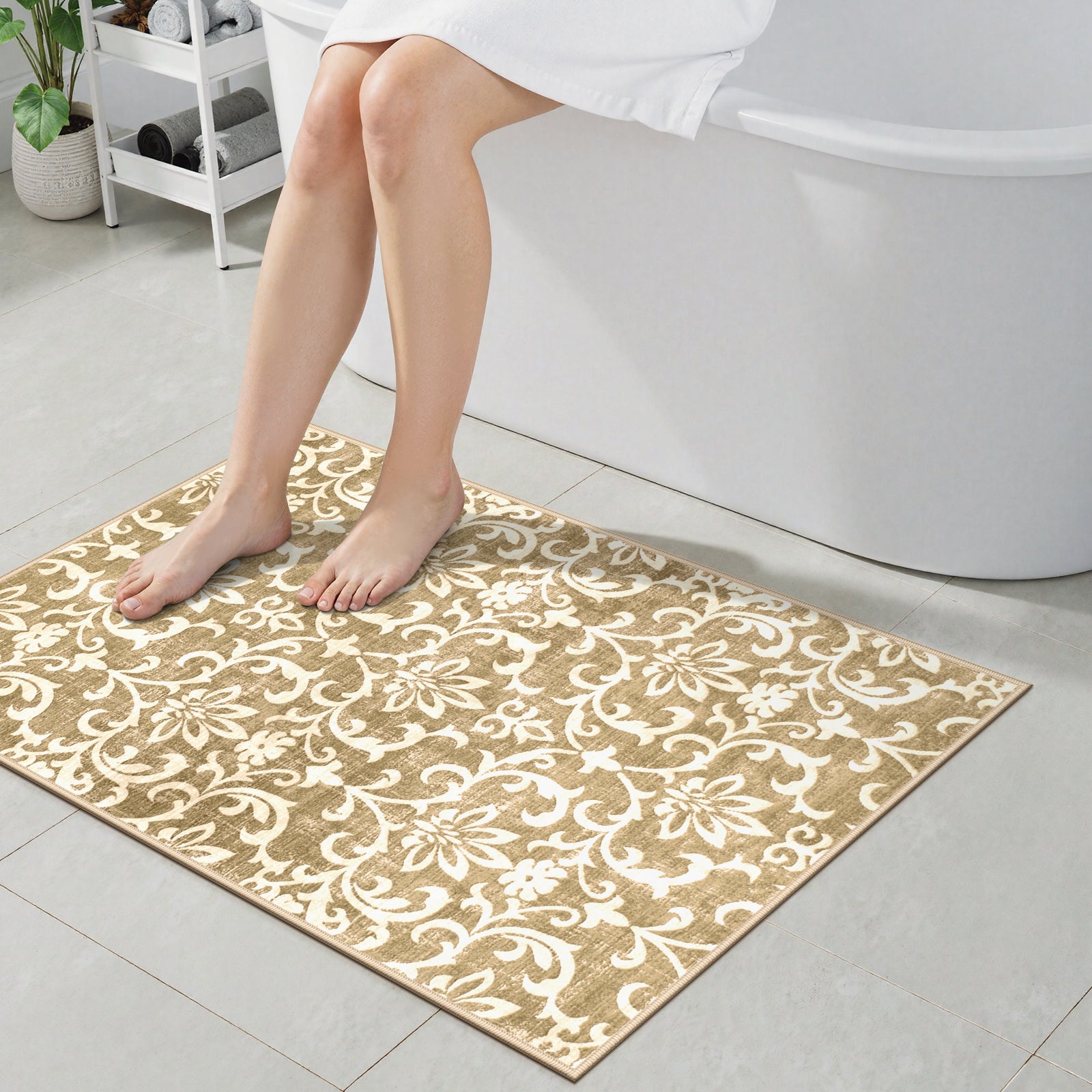 Lahome Decor Washable Rug for Bedroom, Vintage Area Rug for Dorm Room, Indoor Soft Distressed Floral Throw Rugs Non-Slip Backing for Entryway Farmhouse Kitchen Kids Playroom Walmart Walmart 2' x 3' Lahome Decor-Khaki