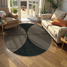 Enfys Washable Modern Rainbow Easy Jute Black/Grey Indoor/Outdoor Rug Clearance Rugs Lahome 6' Round