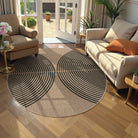 Enfys Washable Modern Rainbow Easy Jute Black Indoor/Outdoor Rug Clearance Rugs Lahome 6' Round