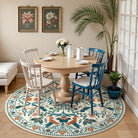 Rosalie Washable Boho Birdsong Floral Garden Beige Rug Clearance Rugs Lahome