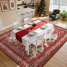 Kylian Christmas Washable Winter Snow House Red Rug Area Rugs Lahome 6' x 9'