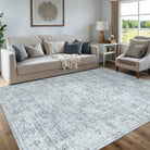 Alene Washable Vintage Medallion Floral Grey Rug Area Rugs Lahome 8' x 10'