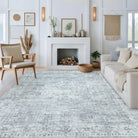 Alene Washable Vintage Medallion Floral Grey Rug Area Rugs Lahome 6' x 9'