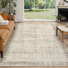 Almora Washable Vintage Distressed Ivory Rug Area Rugs Lahome 6' x 9'