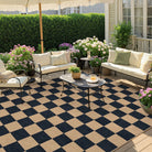 Colette Washable Checkered Easy Jute Black Indoor/Outdoor Rug Easy Jute Area Rug Lahome