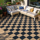 Colette Washable Checkered Easy Jute Black Indoor/Outdoor Rug Easy Jute Area Rug Lahome