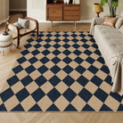 Coline Washable Geometric Checkered Easy Jute Black Indoor/Outdoor Rug Easy Jute Area Rug Lahome 6' x 9'