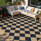 Coline Washable Geometric Checkered Easy Jute Black Indoor/Outdoor Rug Easy Jute Area Rug Lahome