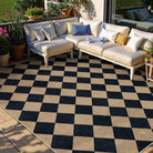 Coline Washable Geometric Checkered Easy Jute Dark Brown Indoor/Outdoor Rug Easy Jute Area Rug Lahome