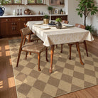 Coline Washable Geometric Checkered Easy Jute Khaki Indoor/Outdoor Rug Easy Jute Area Rug Lahome