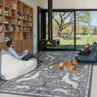 Dorval Washable Vintage Woodland Charcoal Gray Rug Area Rugs Lahome