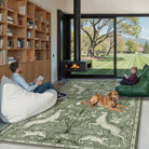 Dorval Washable Vintage Woodland Olive Green Rug Area Rugs Lahome
