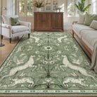Dorval Washable Vintage Woodland Olive Green Rug Area Rugs Lahome 6' x 9'
